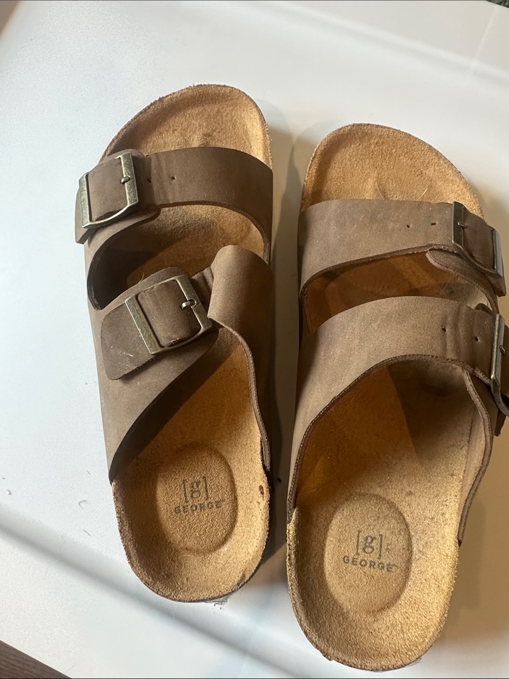 George Brown Double-Buckle Sandals